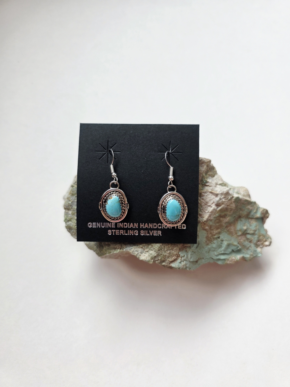 Sterling Silver Turquoise Drop Earrings - Handcrafted